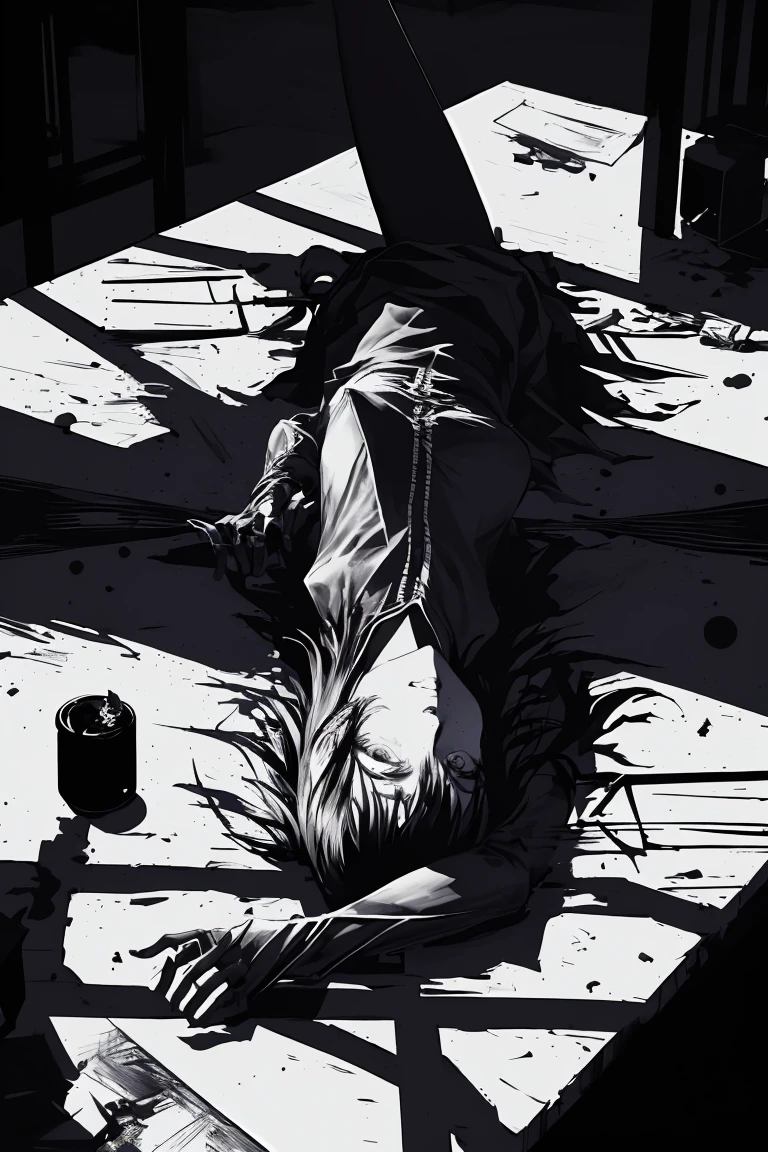 style v5lcn,ink art,(Best quality,table:1.2),(black and white comic core:1.1),(extremely high contrast),Dark ink,1 girl in,Dark-haired,Shadow on the face、8 k,Permission,high school student,sailor uniform,
