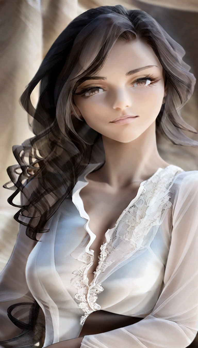 photorealistic, sharp focus, raw amateur photo, beautiful 25 yo asian woman, long brown hair, detailed skin texture & visible skin pores, (goosebumbs:0.7), skin blemish, looking at viewer, face focus, taken with mobile camera, wearing pink sweater (sipping coffee inside a modern café at sunset), very realistic