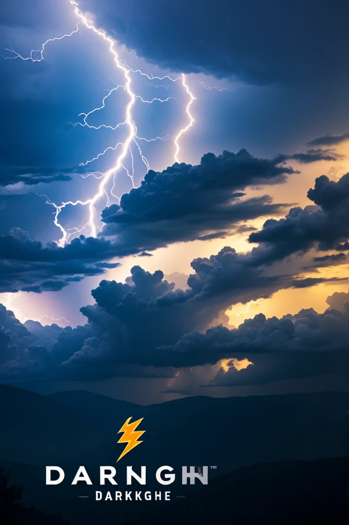 A logo with thunder and lightning that says DarkNight 