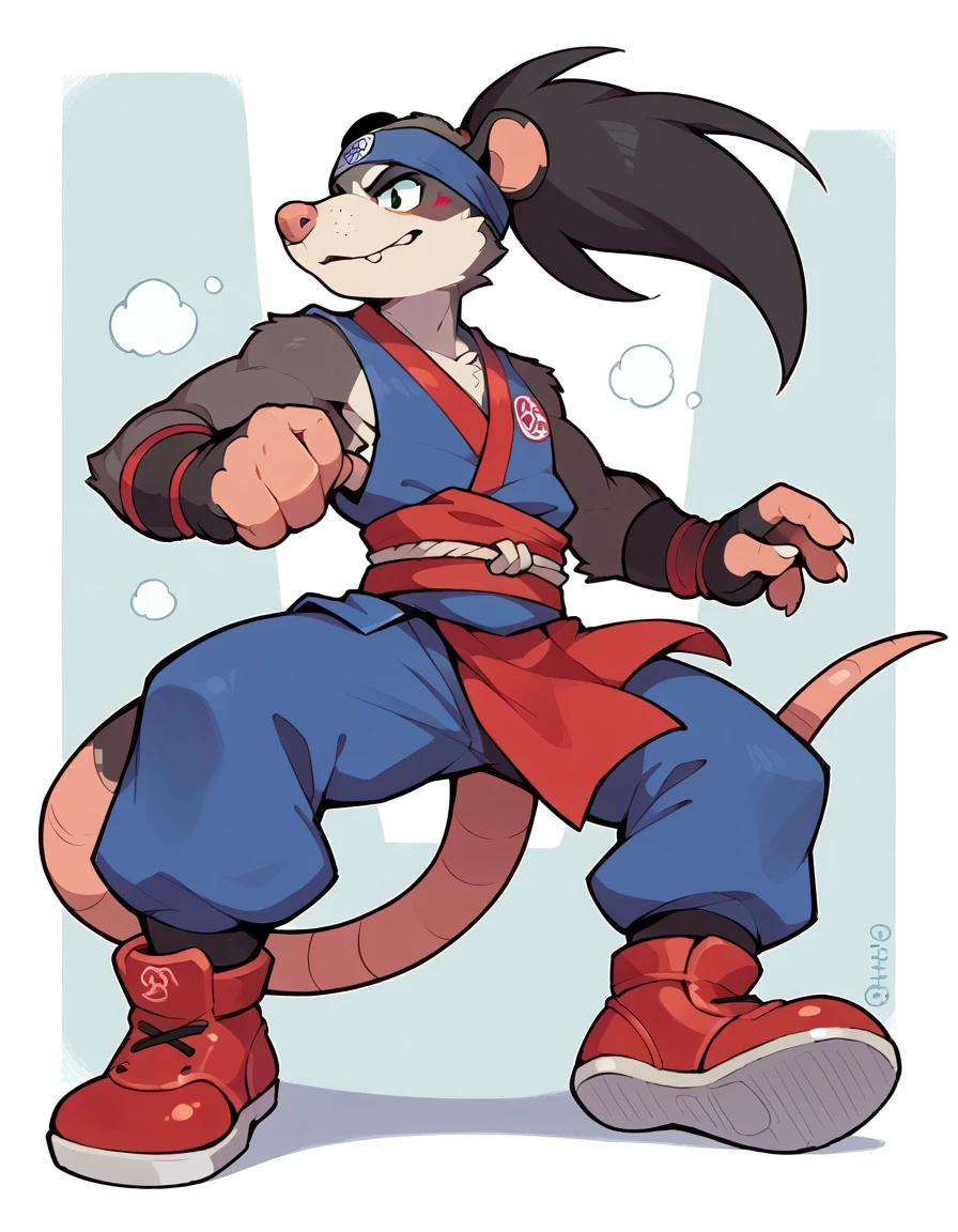 furry opossum Male , ninja Clothing ,red Shoes