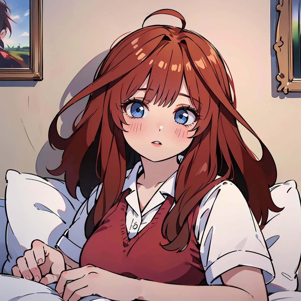 a cute  doll in pajamas, photorealistic, beautiful detailed eyes, beautiful detailed lips, extremely detailed face, longeyelashes, 1girl, sitting on bed, having pajama , warm lighting, soft pastel colors, cozy bedroom interior, decorative pillows, fuzzy blankets, (best quality,4k,8k,highres,masterpiece:1.2),ultra-detailed,(realistic,photorealistic,photo-realistic:1.37),HDR,UHD,studio lighting,ultra-fine painting,sharp focus,physically-based rendering,extreme detail description,professional,vivid colors,bokeh, messy girl, messy hair