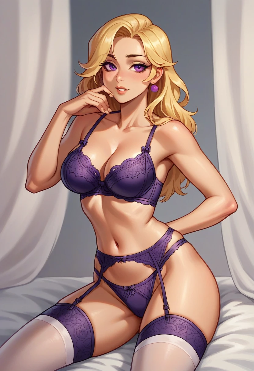 a close up of a woman in a purple lingerie posing, chica sexy, 22 years, 21 years, 23 years, lingeries beauty, lace, 24 years old, 28 years old, wearing sexy lingerie, 18 years, lingerie, 27 years old, front and back, 29 years, lingerie!!