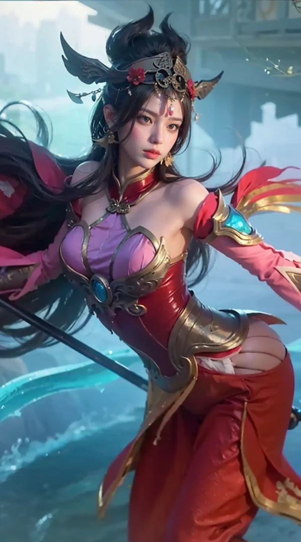 a close up of a girl or woman (K-Pop idol), detailed hair , big booobs ,  shadowbringers cinematic, 4 k detail fantasy, a beautiful fantasy empress, game cg, xianxia fantasy, xianxia hero, 2. 5 d cgi anime fantasy artwork, cinematic goddess close shot, ruan jia and artgerm, wow 4 k detail fantasy, hyper-detailed fantasy character, high definition, hyper- detailed,perfect, fantastic, detailed facial and body skin texture, detail vagina (pussy), detail eyes, detailed everything.