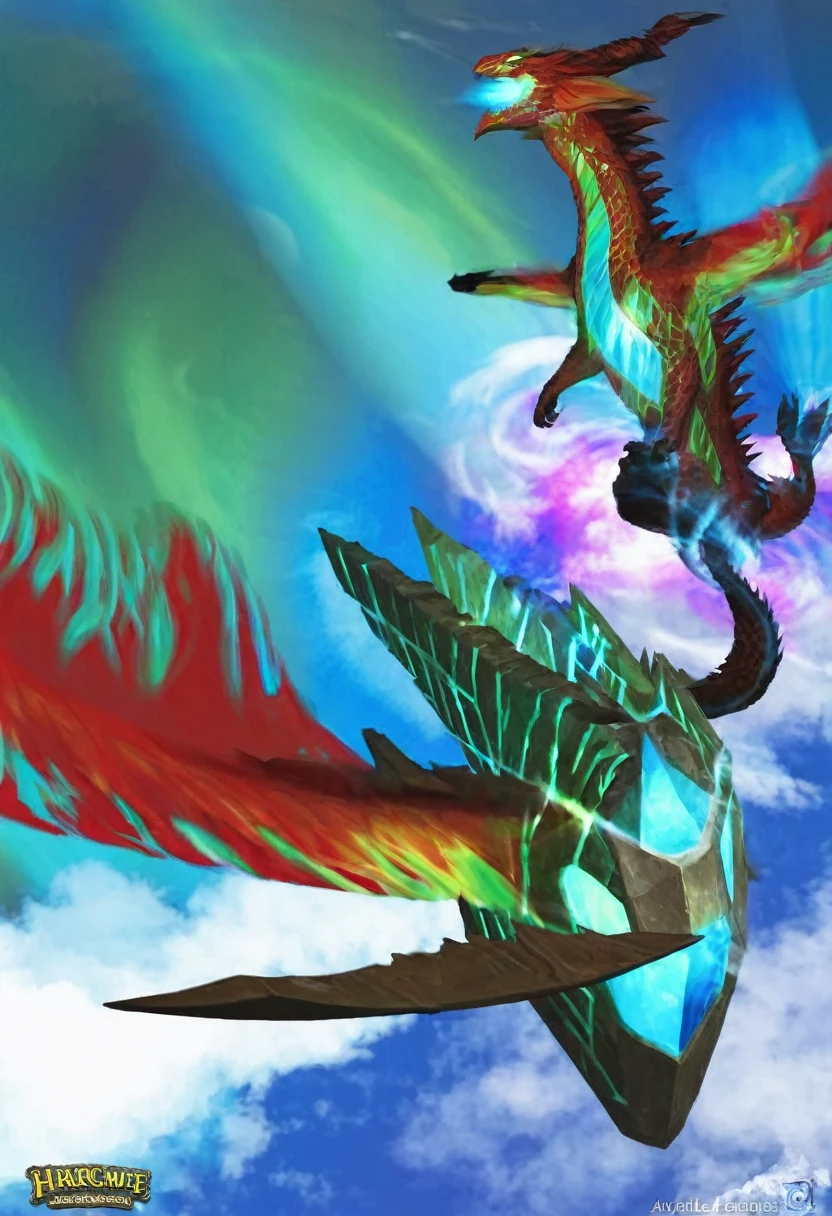 There is a dragon flying in the sky, human dragon art, Red Dragon, fantasy Hearthstone艺术 style, Aurelion Sol, Furry Fantasy Art, Hearthstone卡牌艺术, Red Elf, Anthropomorphic dragon, Hearthstone艺术, Hearthstone风格的艺术, Set against the backdrop of a dragon, Crystal Dragon, Red Dragon, 《Hearthstone》Card game original picture. ”