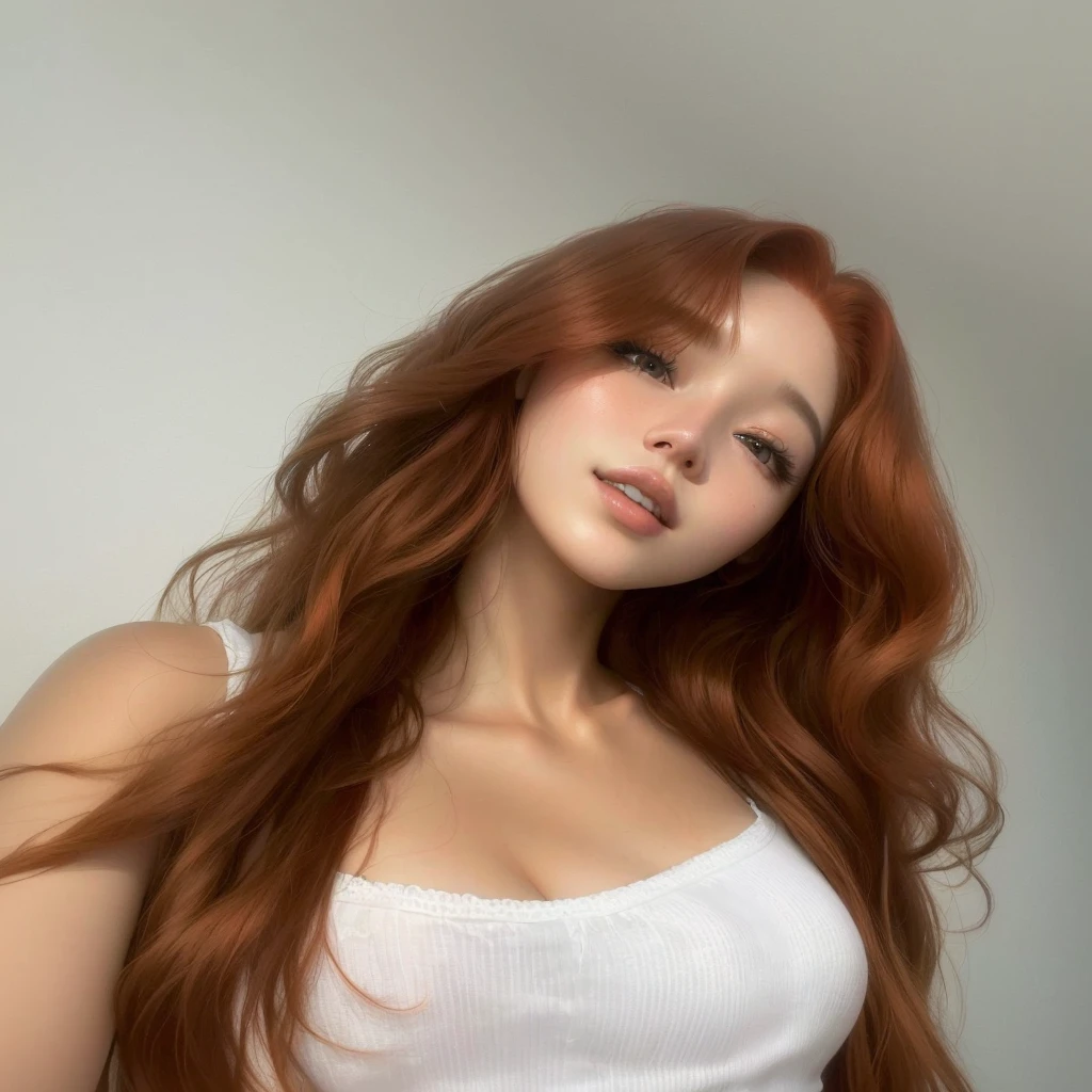 arafed woman with long red hair posing for a picture, portrait sophie mudd, anna nikonova aka newmilky, dasha taran, ginger wavy hair, she has long orange brown hair, red head, 18 years old, yelena belova, long glowing red hair, long loose red hair, red hair and attractive features, rose blackpink, rose kpop idol , rose park , rose blackpink kpop. korean face, kpop  jennie kim, blackpink