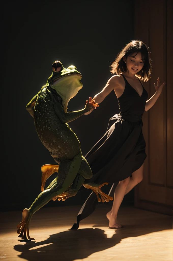 dancing with the shadow of a frog