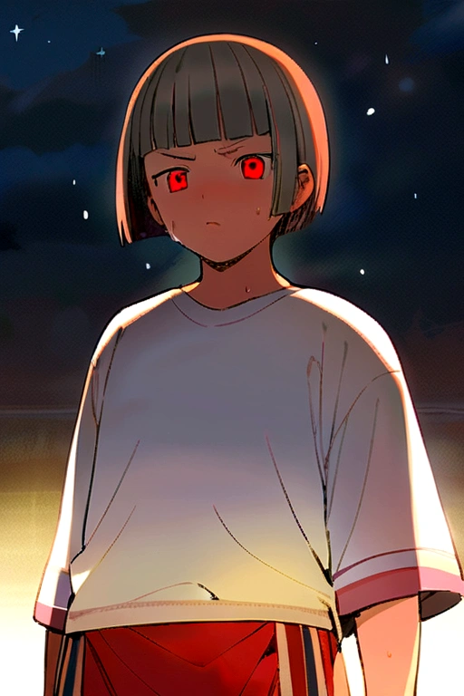 Hakata Gion Yamakasa Mikoshi, (a 16 yo, silver crew cut hair very short hair divine fighter boy, serious face, cool red eyes, sweaty), in a Festival Fundosi:1.3, break, in the Hakata Gion Yamakasa festival venue, BREAK, perfect anatomy, masterpiece, best quality, 16k, beautiful detailed grow, daydreaming expression.