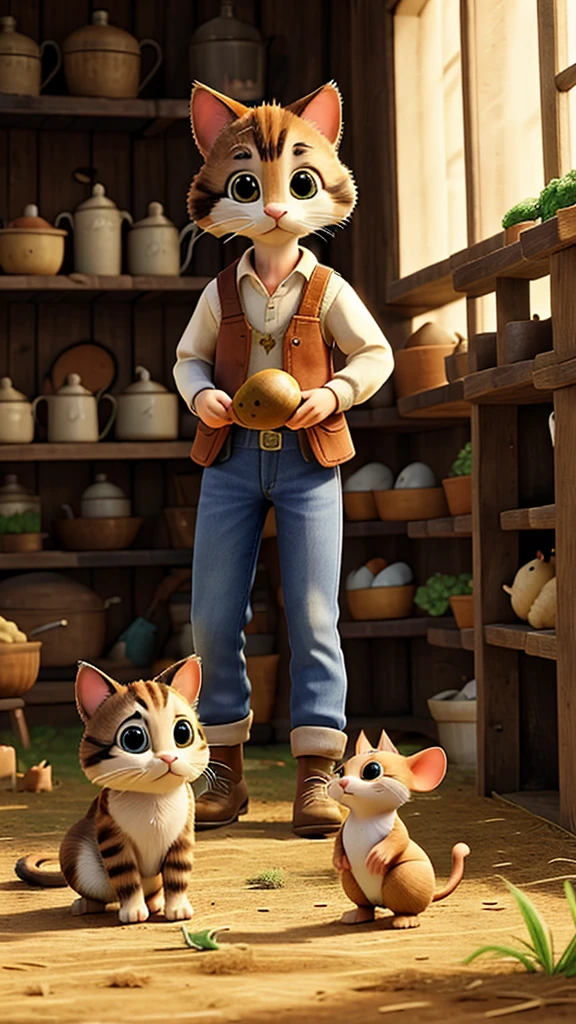 On a farm the cat and the mouse