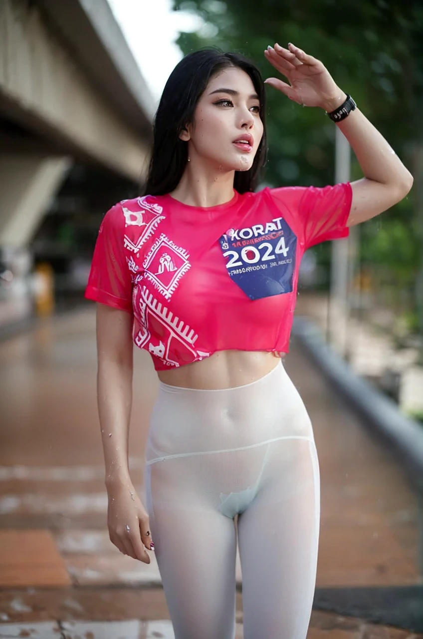 Photorealistic, high resolution, (Detailed face), Blue hair, Long hair, tattoo, jewelry, (rainy wet, wet from rain, Wet body :1.3), Wet all over,Breasts that are about to spill out of panties,protruding areolas,The camera looks from the bottom up, ((full bodyesbian:1.2)),((Crouching)),((Spread legs)), ((M-shaped legs)), (Lingerie transparent:1.3), (see through lingerie, Breasts and vaginal lips can be seen:1.5), ( Areola Clearly Visible:1.3),((areola erections)),(((The nipple areola is clearly shaped))),excited, bold and unconstrained,Provocative, ecstasy, facing at the camera,