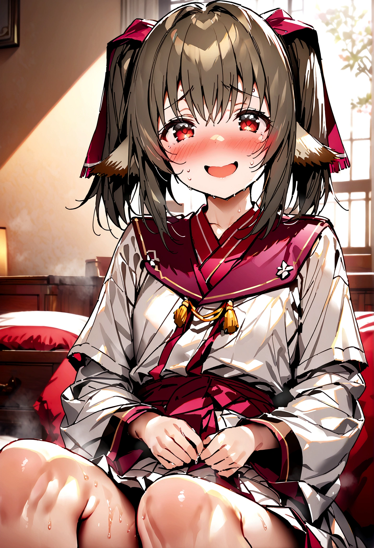 NSFW,masterpiece,Highest quality,High resolution,Super detailed,nekone \(utawarerumono\),nekone_formal, utawarerumono: Itsukaranai no Kamen,Embarrassed,blush,Expecting face,Seduce,smile,Luxurious Room