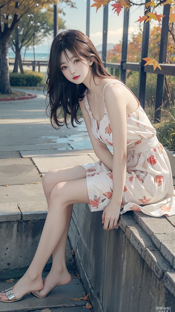 Gentle and pleasant Chinese beautiful woman, happy smile, upper body photo, delicate and sexy collarbone, charming oval face, double eyelids, vivid peach blossom eyes, pink lips, small nose, bare shoulders, focused face, close-up face , ultra-high-definition, super-detailed, elegant standing posture, a white short dress, plus a thin yellow cardigan jacket, showing a small and fresh atmosphere of literature and art. Put on a jazz hat and go out on the street, very fashionable.
