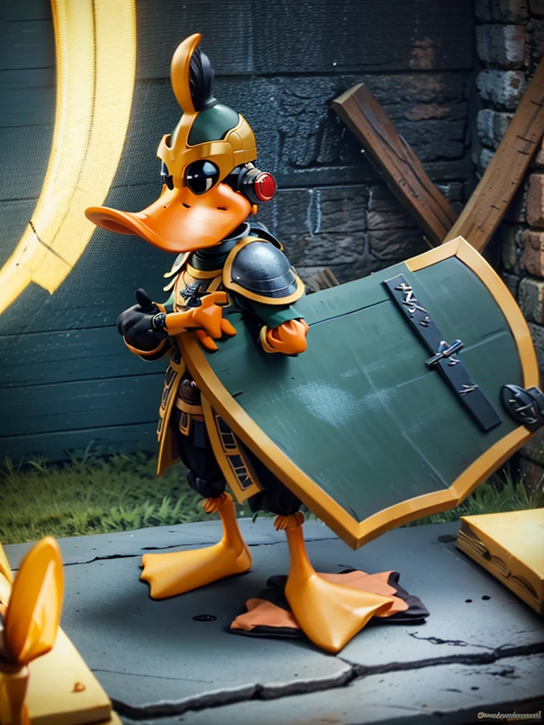 a daffy duck knight, fantasy knight, duck knight, duckman knight, duck in armor, duck with sword and shield, anthropomorphic duck, cartoon duck character, duck warrior, duck in medieval costume, duck in medieval armor, duck in knight's attire, duck with knight's helmet, duck with knight's cape, duck with knight's accessories, duck in knight's pose, detailed duck knight, highly detailed duck knight, hyperrealistic duck knight, 8k, ultra-detailed, realistic, photorealistic, masterpiece, studio lighting, sharp focus, vibrant colors, cinematic lighting, dramatic lighting