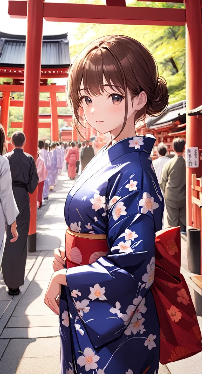 Beautiful girl wearing yukata and shrine festival