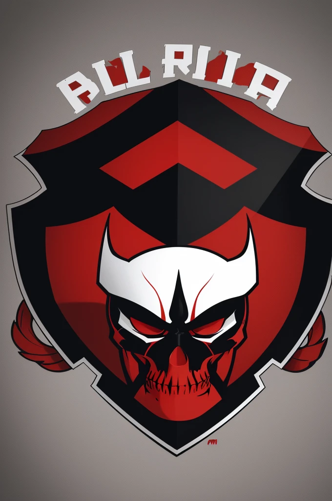 Football team shield, with red and black colors, with a red skull on the shield and the name written Red Skull