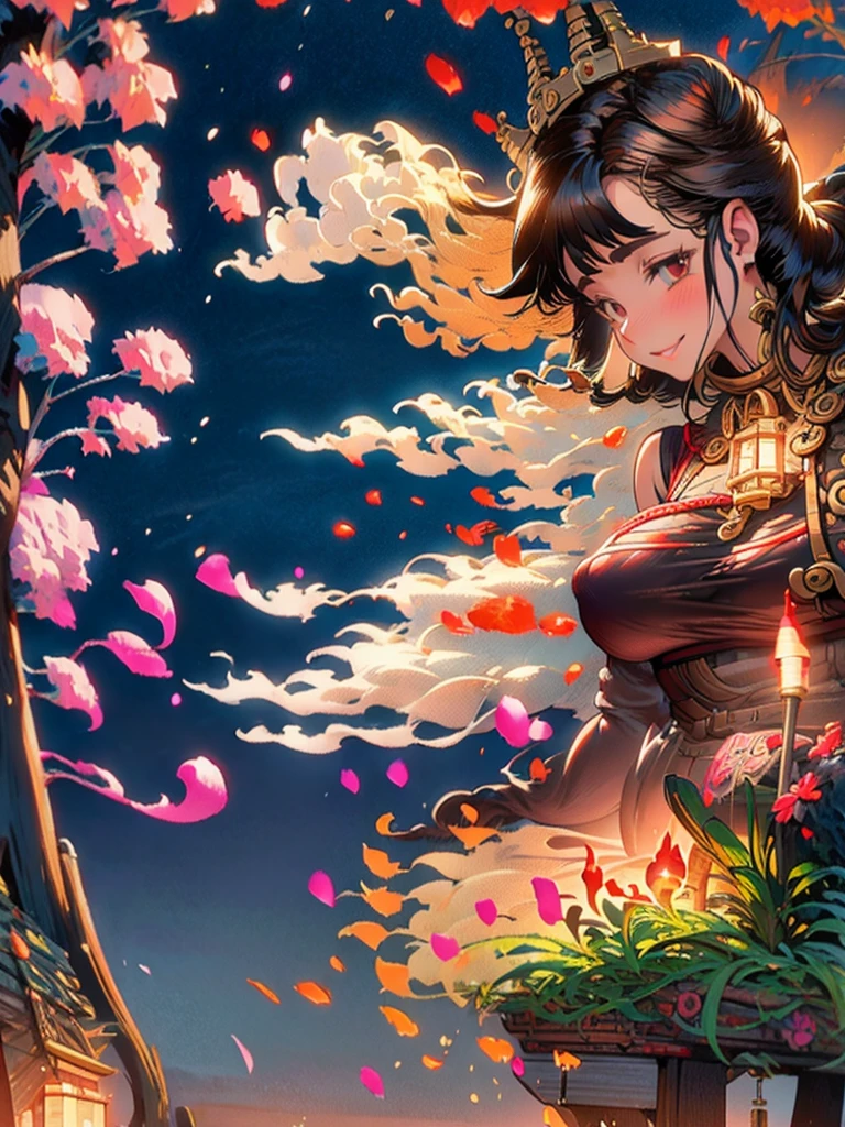 (Masterpiece), best quality, ultra-detailed,bodacious Kitsune, perky medium breasts, soft puffy nipples, pixie cut, Intricate hair ornament, intricately detailed Japanese Mountain Dojo scenery, moonlit sky, 8k uhd, Paper lantern, perfect goddess face, perfect doe eyes, smiling, (masturbation:1), smooth shiny skin, 40mm, deep dof