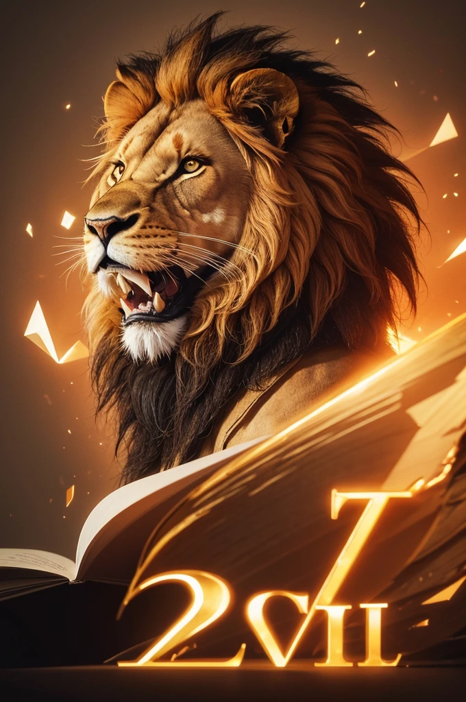 Create a lion roaring in the middle of a letter"J.C"