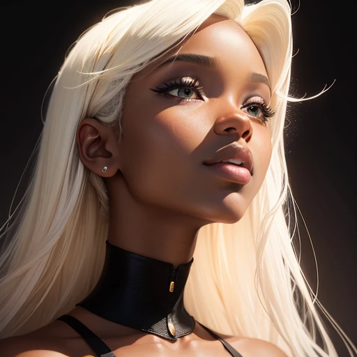 (masterpiece, best quality), deep ebony 1girl, beautiful face, kimberly_jackson, white hair