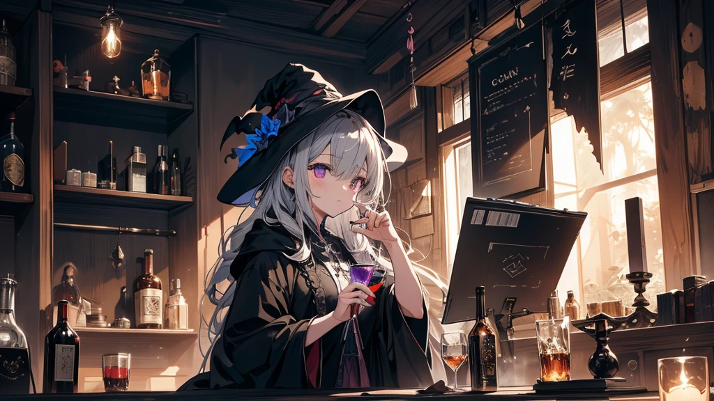 In a dark room、A witch making a dark potion - SeaArt AI