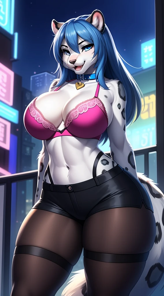 ((((sfw)))), uploaded the e621, beautiful and detailed,woman (((female))) ((anthro)) snow leopard, Ross Tran, by ruan jia, by zaush, by foxovh, lighting cinematic, seductor, snow leopard, thighighs, (giant chest), full body view, (anthro, fluffy fur, character focus:1.1), 1girl, anthro dog girl, body fur, solo, giant breasts, (thick thighs:1.3), curvy, focus on giant , big ass sexy ass sexy invitation, (heart-shaped pupils), sexy, seductive, fall in love girl, nice, cute, naughty face, bedthrom, big aureola sahow , show , Black hair with blue highlights. night looking the raiin . mini_short inside butt highschool girl, semi-butonned uniform niform, with his shirt soaked from front show giant (barely_visible_booba) big_, visibile saliva offering the breasts and sex partial clothes (She is standing) ((She is showing her sensuality) ( blue collar.) hottest hot 1st position for sexy blue eyes confortable naughy face anime-style cartoon-style squirrel ears with blue hair and (pink lace bra), digital drawing and colorful city in the background, sexual expression. Tight shorts, garter belt tights