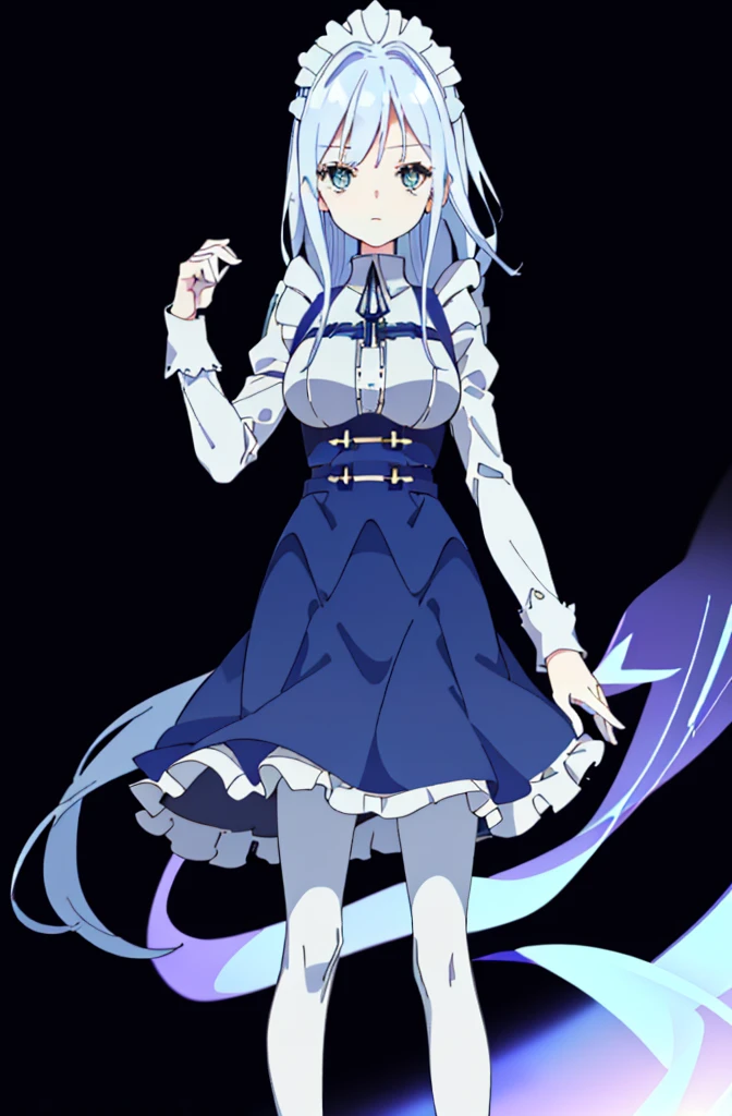 ((cathedral background)),1 girl! Ray tracing, best shadows, high resolution (dim lighting) blue hair, plump and slender girl, (girl wearing white shirt, black wrinkled skirt, with black transparent pantyhose), showing a delicate slim figure and graceful curves, correctly positioned and reasonable limbs! facial details! Delicate facial features, pay attention to the position details of the legs! Pay attention to hand details! High quality! More eligible! Reduce errors, ultra-detailed CG, more reasonable picture! Delicate finger detailing,((blue medium hair)),((White Maid Costume)),blue eyes,((whole body)),whole body,((White Maid Costume)),((White Maid Costume)),evil smile,((cathedral background)),((cathedral background)),
