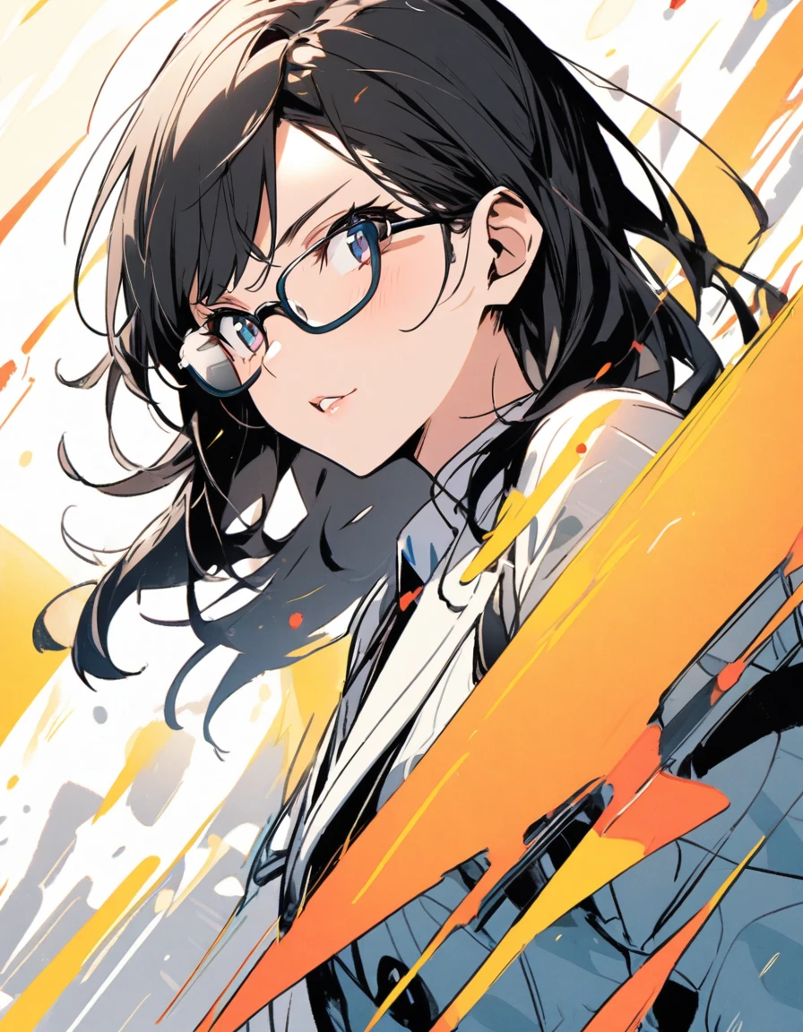 diagonal, bright、Glasses、woman