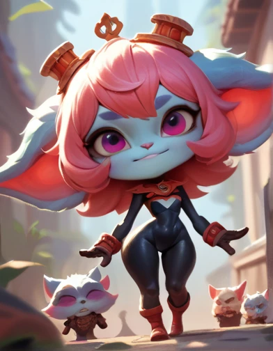 score_9, score_8_up, score_7_up, score_6_up, score_5_up, score_4_up, pink purpple yordle female, a dubious little creature getting up to mischief,cute,pretty,attrative,seminua,***rdles,noxis suit,slender,thin