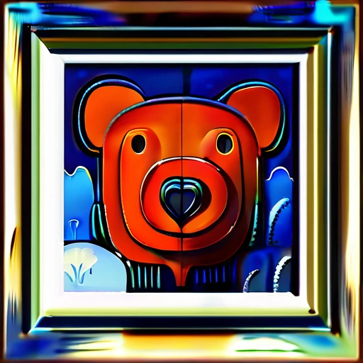 Surrealist art in the style of Edvard Munch, painting, Robotic Bear, Winter, L USM, Lomography, Edvard Munch style, Edvard Munch art . Dreamlike, mysterious, provocative, symbolic, intricate, detailed