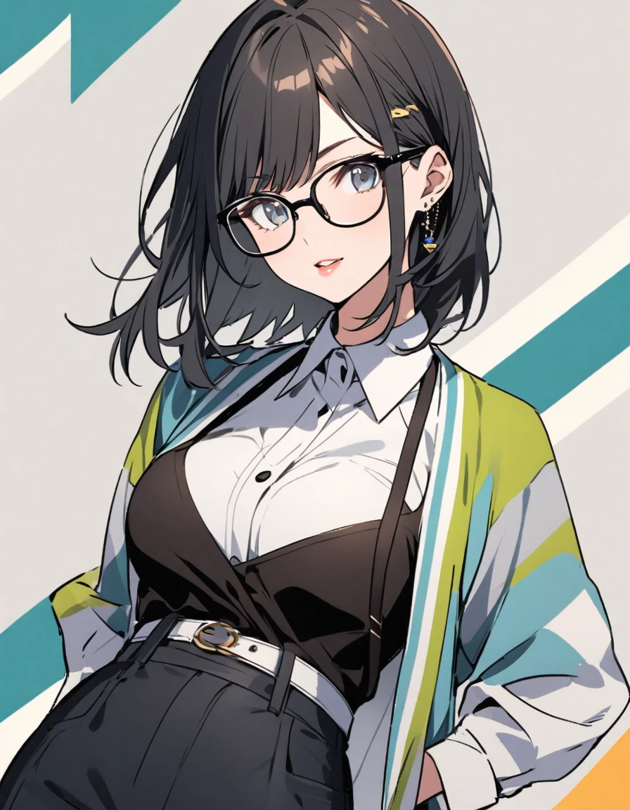 diagonal, bright、Glasses、woman、stylish