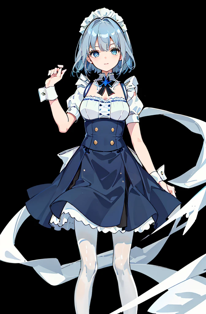 ((cathedral background)),1 girl! Ray tracing, best shadows, high resolution (dim lighting) blue hair, plump and slender girl, (girl wearing white shirt, black wrinkled skirt, with black transparent pantyhose), showing a delicate slim figure and graceful curves, correctly positioned and reasonable limbs! facial details! Delicate facial features, pay attention to the position details of the legs! Pay attention to hand details! High quality! More eligible! Reduce errors, ultra-detailed CG, more reasonable picture! Delicate finger detailing,((blue medium hair)),((White Maid Costume)),blue eyes,((whole body)),whole body,((White Maid Costume)),((White Maid Costume)),evil smile,((cathedral background)),((cathedral background)),