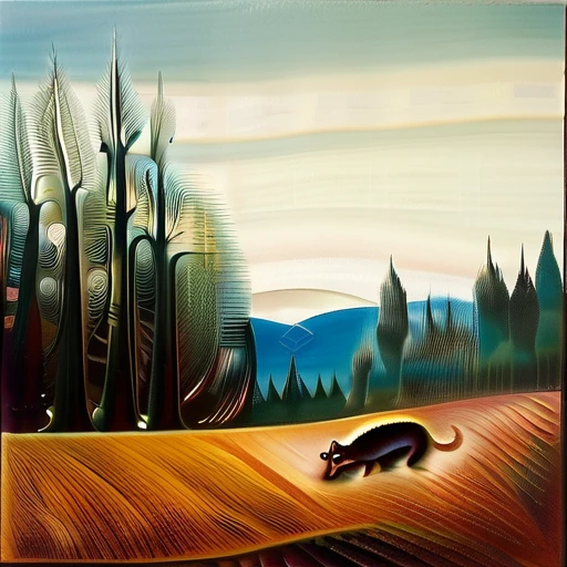 Surrealist art in the style of Edvard Munch, painting, Robotic cute capybara, Winter, L USM, Lomography, Edvard Munch style, Edvard Munch art . Dreamlike, mysterious, provocative, symbolic, intricate, detailed
