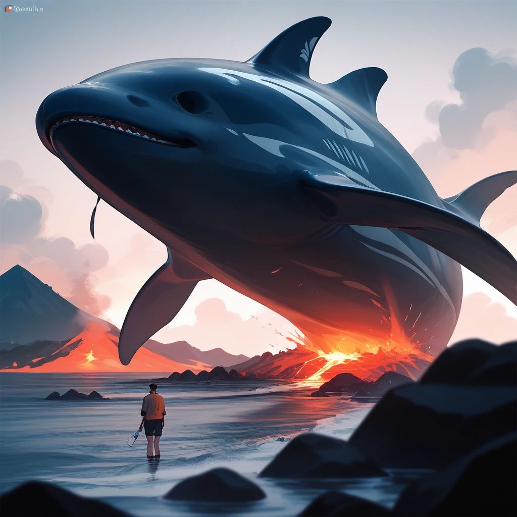 bold lines, whale with a volcano back, (score_9,score_8_up,score_7_up,score_6_up,score_5_up,score_4_up)