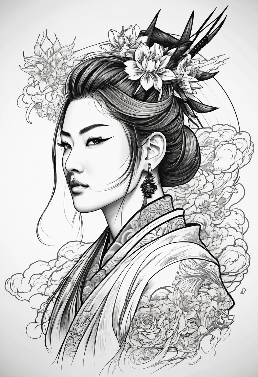 Samurai tattoo line art