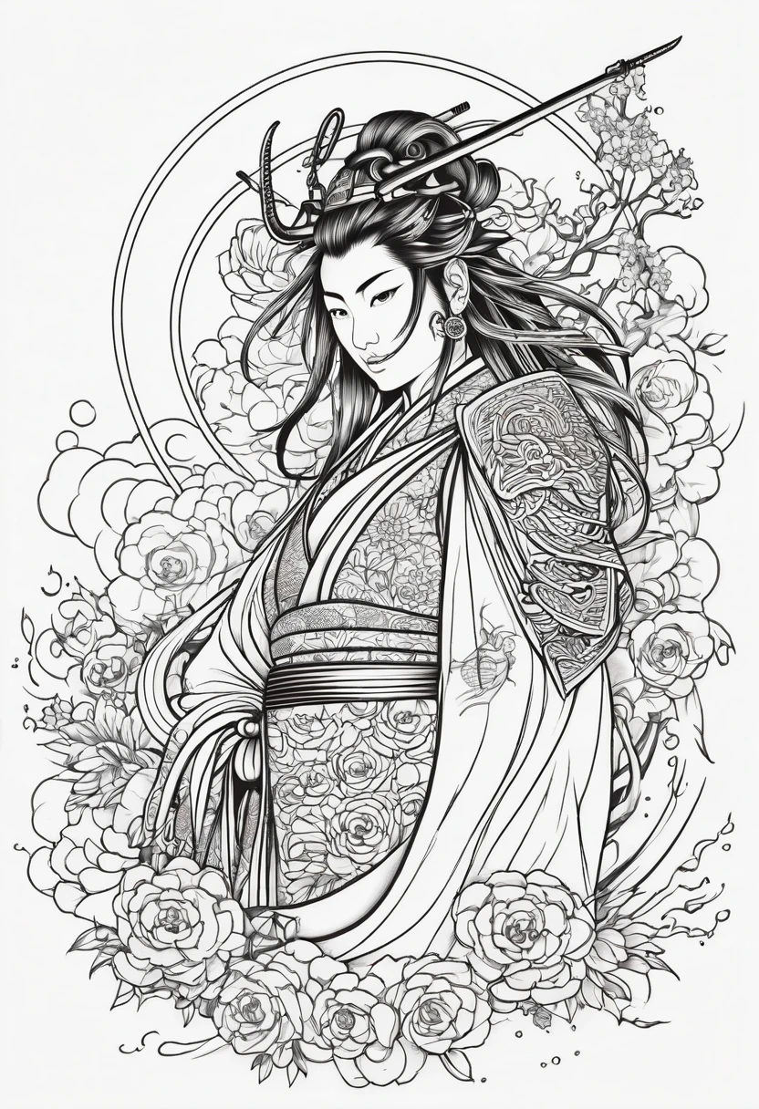 Samurai tattoo line art