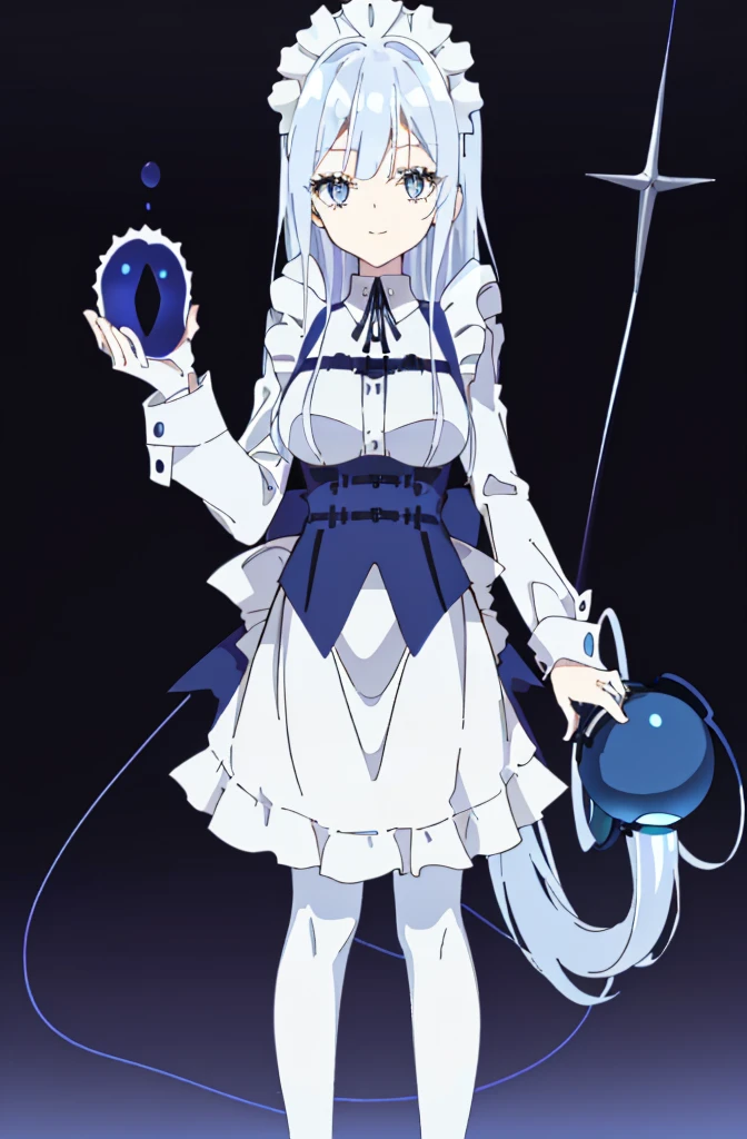 ((cathedral background)),1 girl,blue hair, plump and slender girl, (girl wearing white shirt, black wrinkled skirt, with black transparent pantyhose), ((blue medium hair)),((White Maid Costume)),blue eyes,((whole body)),whole body,((White Maid Costume)),((White Maid Costume)),evil smile,((cathedral background)),((cathedral background)),