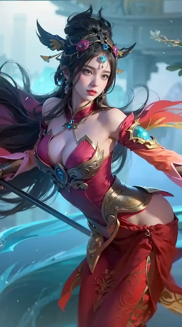 a close up of a girl or woman (K-Pop idol), detailed hair , big booobs , shadowbringers cinematic, 4 k detail fantasy, a beautiful fantasy empress, game cg, xianxia fantasy, xianxia hero, 2. 5 d cgi anime fantasy artwork, cinematic goddess close shot, ruan jia and artgerm, wow 4 k detail fantasy, hyper-detailed fantasy character, high definition, hyper- detailed,perfect, fantastic, detailed facial and body skin texture, detail vagina (pussy), detail eyes, detailed everything.