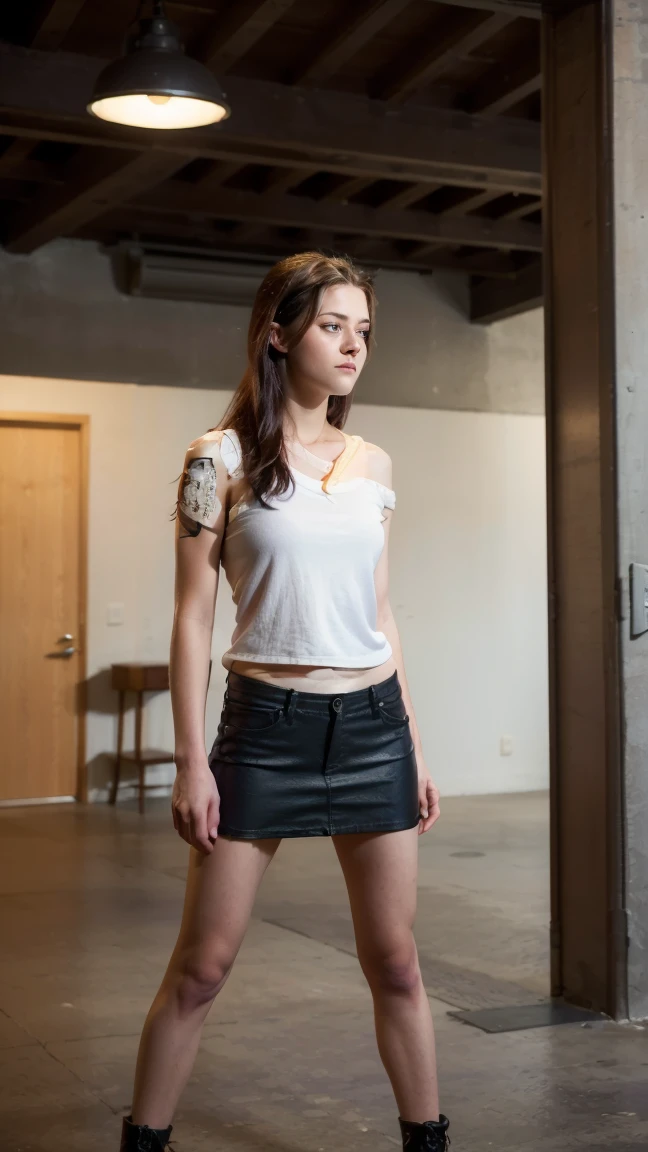 (work of art), (photorealistic1.4), (1 girl), (standing alone), (best qualityer), (epiCRealLife), (Kate Bishop&#39;s long hair), (sleeveless top), (black utility belt kateb2023), (purple costume kateb2023), (purple pants) (kateb2023 body roxo sem mangas), (Woman, Kristen Stewart, White scarf),(White scarf), (purple sunglasses kateb2023) (bare one shoulder), (night time), (kateb2023 wearing black boots), (elbow gloves), (Abdomen), (flash photography), (flash photo), (open air), , (SUNSET),  (Look at viewers),(drlight smile), , standing on the roof of New York), (from sideways), (city scape), (close up)