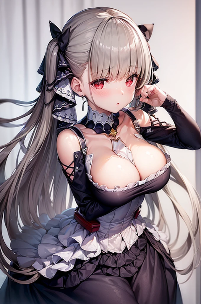 ((dress_default, terrific_default)):1.5,((独奏, 1girl)) ((masterpiece,Highest quality,Highly detailed images,Beautiful images、Realistic、Dutch Angle)), (Bright lighting overall、Backlight、A fantastic atmosphere、Thick Fog、Dust flutters),(Dynamic pose、Looking up、Beautiful cleavage、large breasts)1.2, ((Beautiful starry sky:1.5、Rooftop:1.2))((arms behind head))、Black sleeves