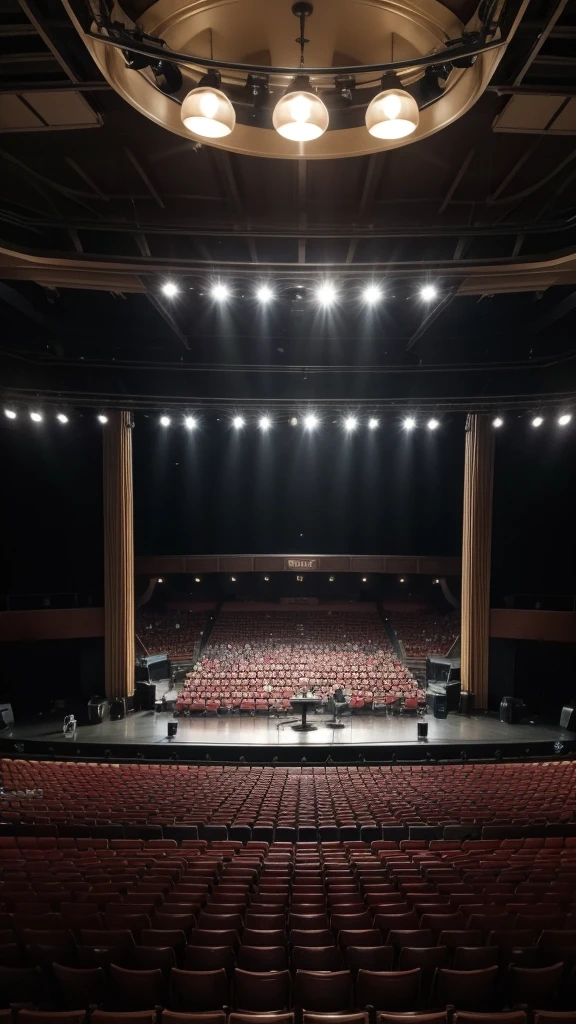 Top photo of the music stand stage below fans