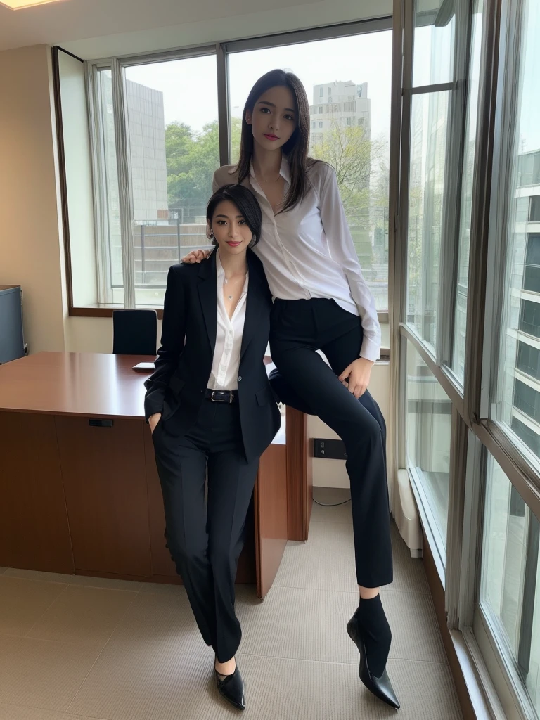 Tall and slender beauty、Beauty in a suit、huge 、Undershirt、Cool Beauty、career woman、Japan Beauty Odeldo、Tic，Office Room，Windows