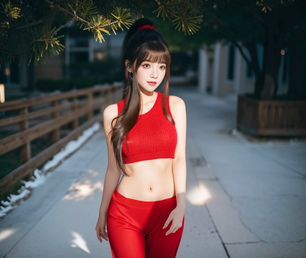 Kasumi, red hair, brown eyes, (best quality, ultra-detailed), (realistic:1.37), beautiful and detailed face, ultra-realistic texture, delicate face, delicate body, red lipstick, long-lasting colors. high definition, 8K. expression with a sexy look