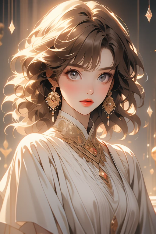 The Old Woman of the Wizard of Light, , Long side-swept bangs wavy light brown hair, Crystal Eyes, Ethnic Earrings, Fashion Out It