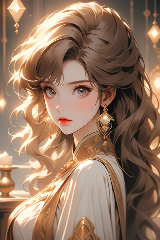 The Old Woman of the Wizard of Light, , Long side-swept bangs wavy light brown hair, Crystal Eyes, Ethnic Earrings, Fashion Out It