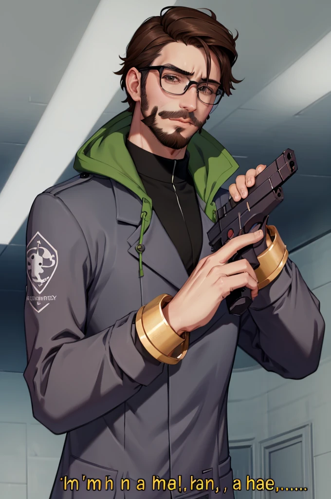 highy detailed, high qualiy, work of art, comely, ImAHealerButMeme, ****ung boy, TF2MED, rounded glasses, facial hair, labcasaco, open coat