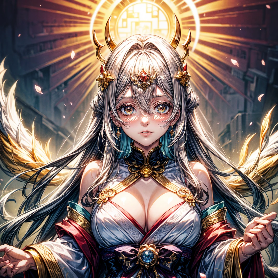 ((highest quality)),(Ultra-high resolution),(Super detailed new),(Detailed Description),((The best CG)),(A masterpiece),Ultra-detailed art,A wonderful new art form,(Fantasy art with intricate detail:1.5), (Female angels:1.4), burn, Eyes glowing with anger, 