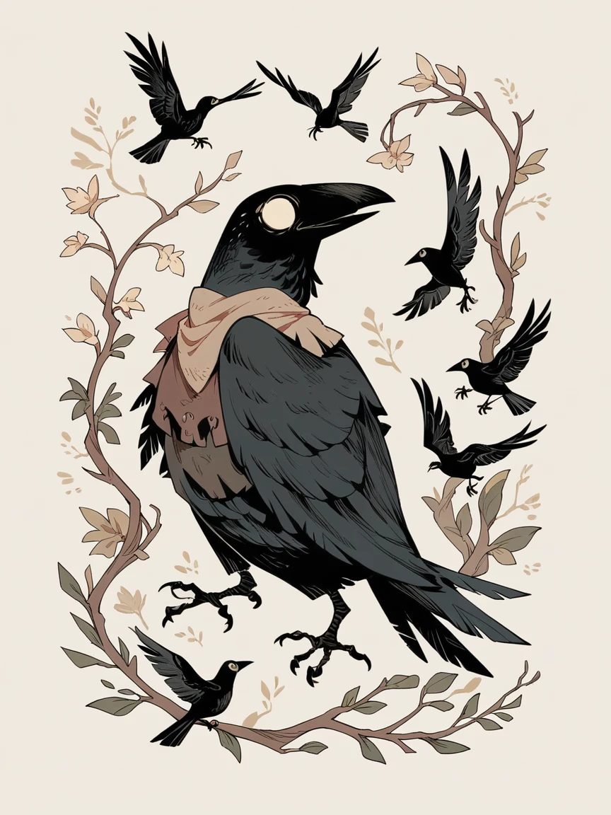 girl and a crow