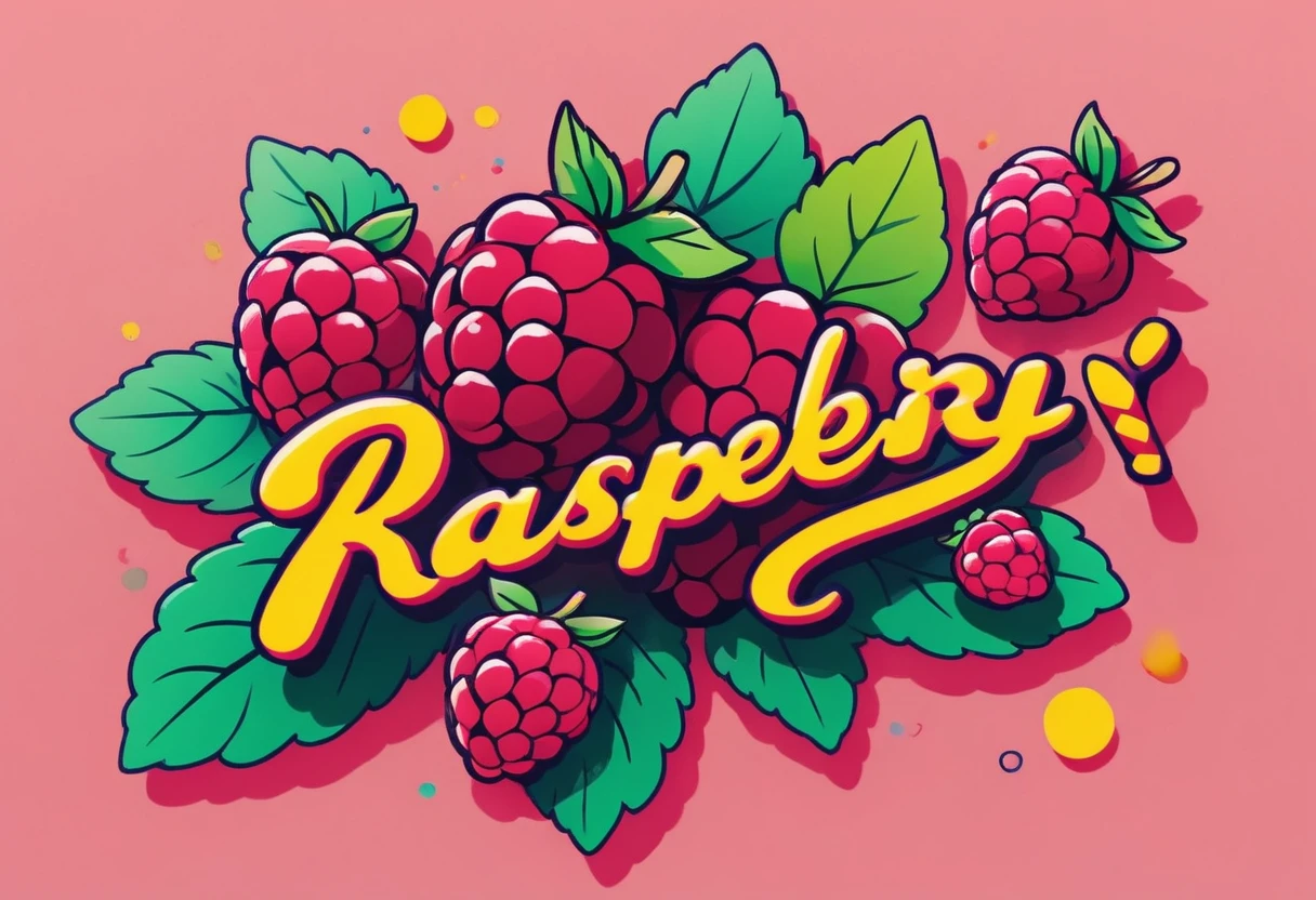 「Raspberry!」 cursive cute logo design, correct spelling, sharp focus, vivid colors, pop, modern, sophisticated and eccentric, full of vitality, lively, minimalist, high quality, detailed, (best quality,4k,8k,highres,masterpiece:1.2), ultra-detailed, (realistic,photorealistic,photo-realistic:1.37)