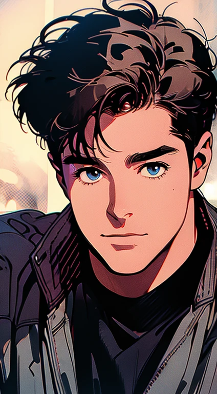 (best quality,4k,8k,highres,masterpiece:1.2),ultra-detailed,(realistic,photorealistic,photo-realistic:1.37),1 man,31 years old,mature man,very handsome,without expression,smile,short grey brown hair,blue eyes,penetrating gaze,perfect face without errors,imposing posture,businessman,office background,cinematic lighting,hdr image