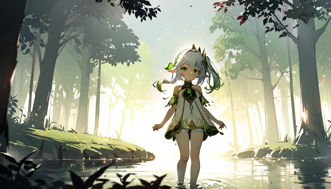 masterpiece,Highest quality,dispersion,alone,One Girl, in the forest,Light particles, Light,Nahida,Green Eyes,Waterfront