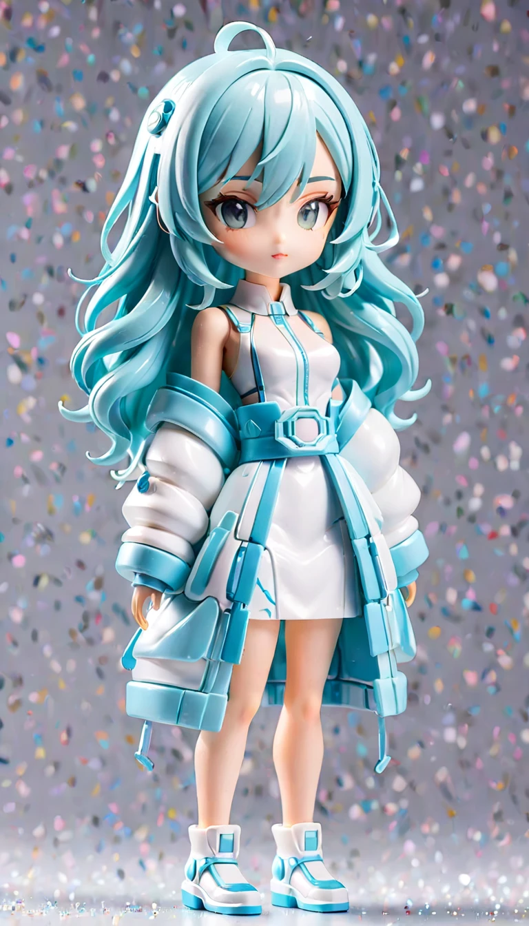 (Blind box toy styles:1.2),whole body, Solitary,White background,(The future of women,Beautiful girl's face ,Stand on a circular base,Red Rose Transparent Dress, High heel),(Oriental elements, colorful),3d