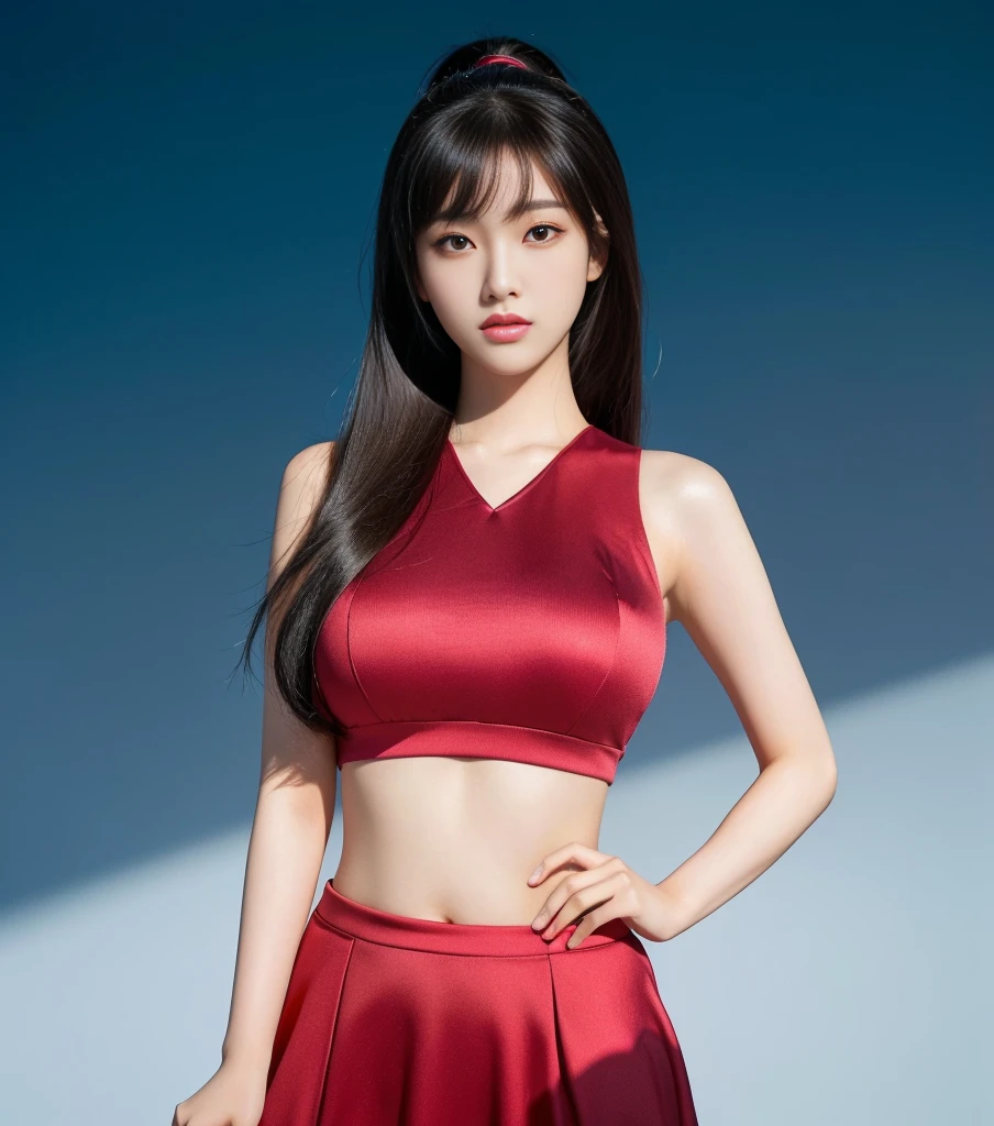 (High level image quality、high quality、High resolution、detailed、8k、masterpiece）, shikamimi,, Purple Red Outfit、28 years old、rorish, perform on stage,  concert photos, cute core、(((watching the audience)))、Very beautiful and beautiful female idol, (round face、big eyes、drooping eyes)、singing at live stage ,  singing scene, dress scene,  ((Brightly colored clothing)), Warm light、(anatomically correct）、（perfect body proportions)、